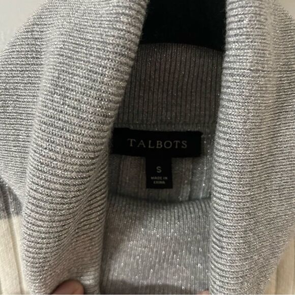 Talbots Turtleneck Sweater - Size Small - Gray & White Striped - Picture 5 of 10